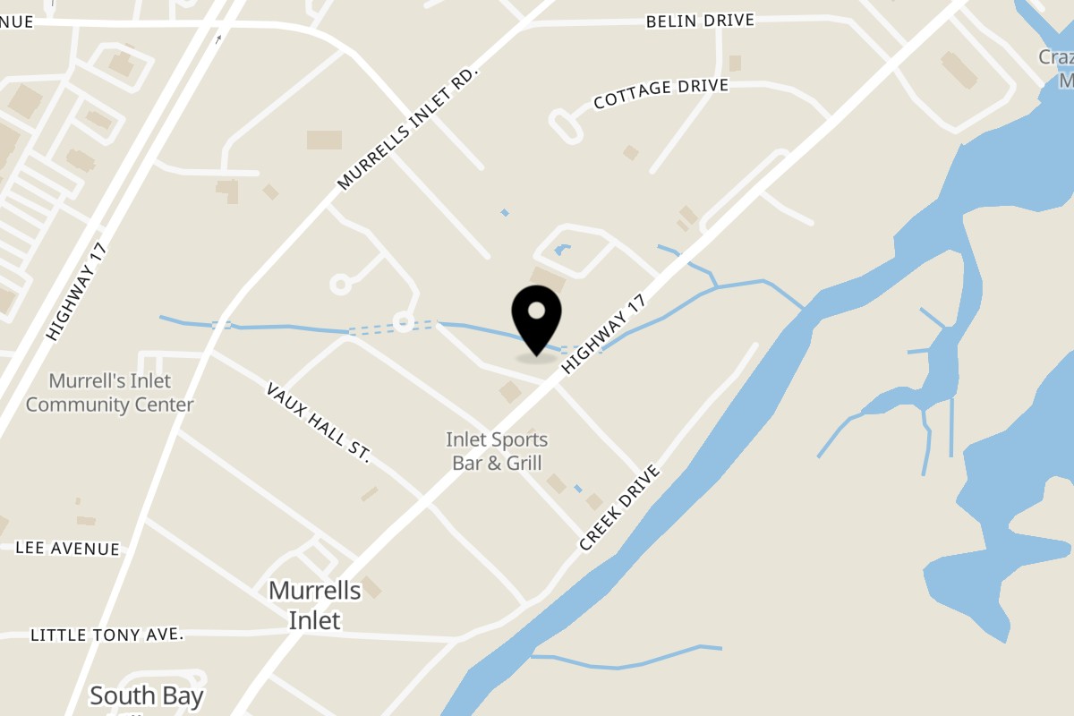 Map showing the location of Harrelson's Seafood Market on 4368 US-17 BUS in Murrells Inlet